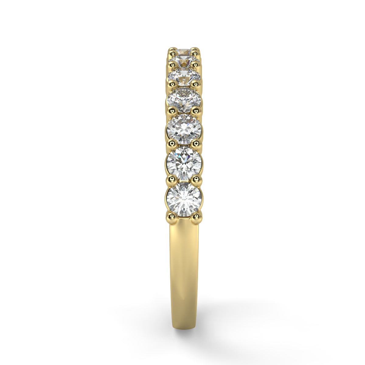 Emma ハーフエタニティリング 0.5ct /1.0 ct/2.0 ct ダイヤモンド/ラボグロウンダイヤモンド イエローゴールド 縦真横からの画像