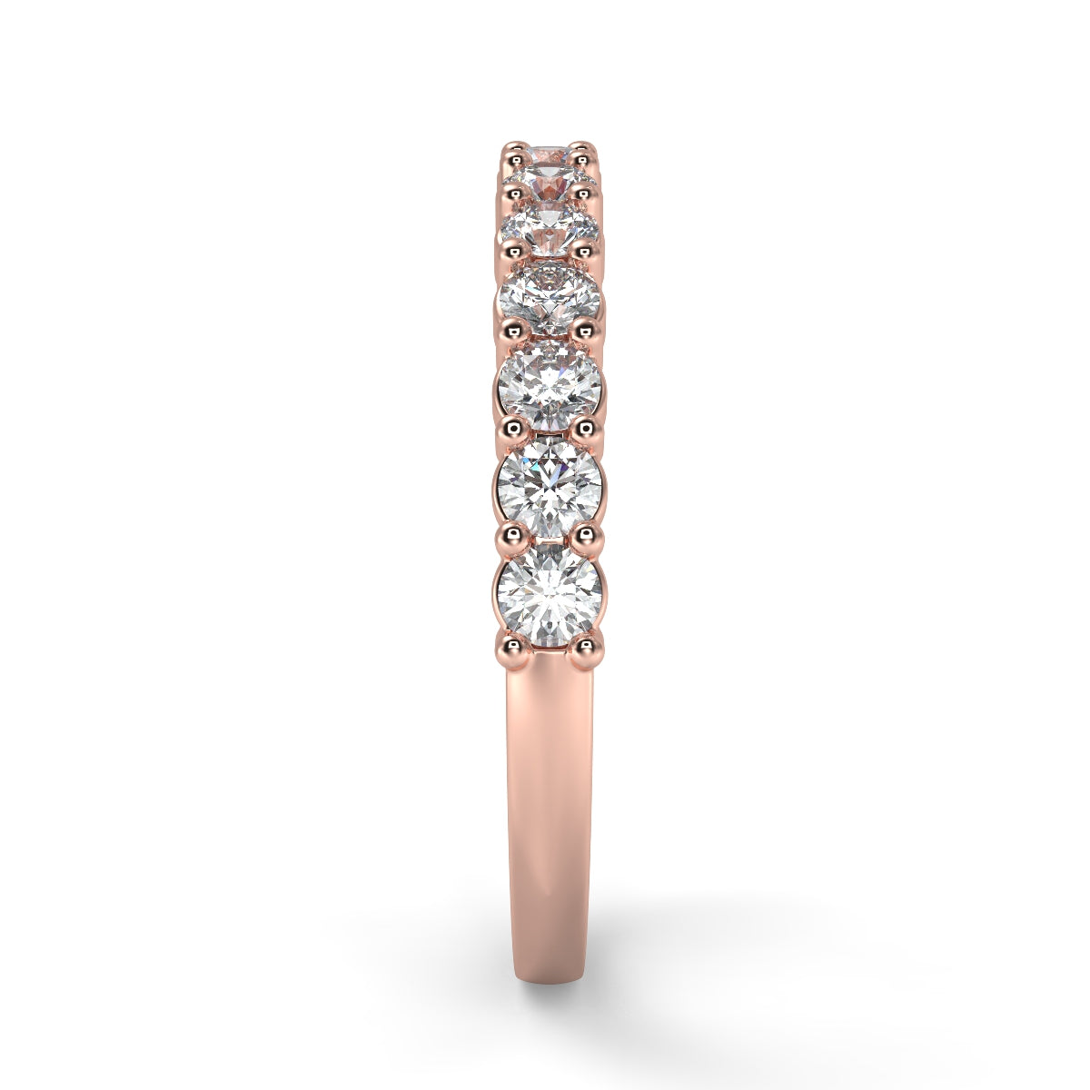 Emma ハーフエタニティリング 0.5ct /1.0 ct/2.0 ct ダイヤモンド/ラボグロウンダイヤモンド ピンクゴールド 縦真横からの画像