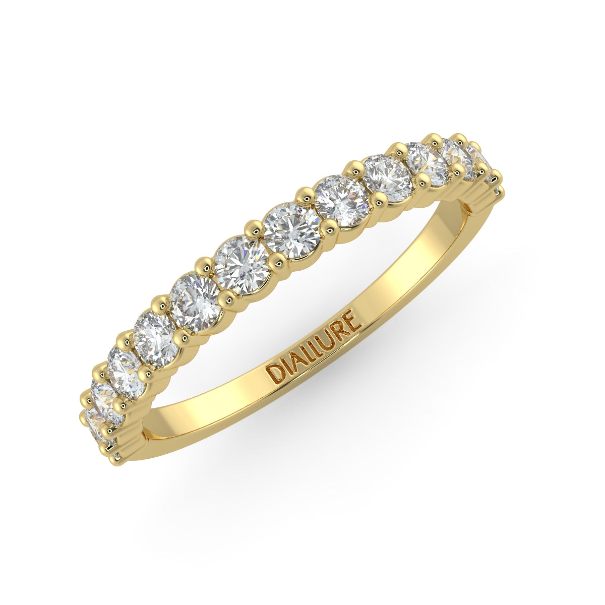 Emma ハーフエタニティリング 0.5ct /1.0 ct/2.0 ct ダイヤモンド/ラボグロウンダイヤモンド イエローゴールド 横斜めからの画像