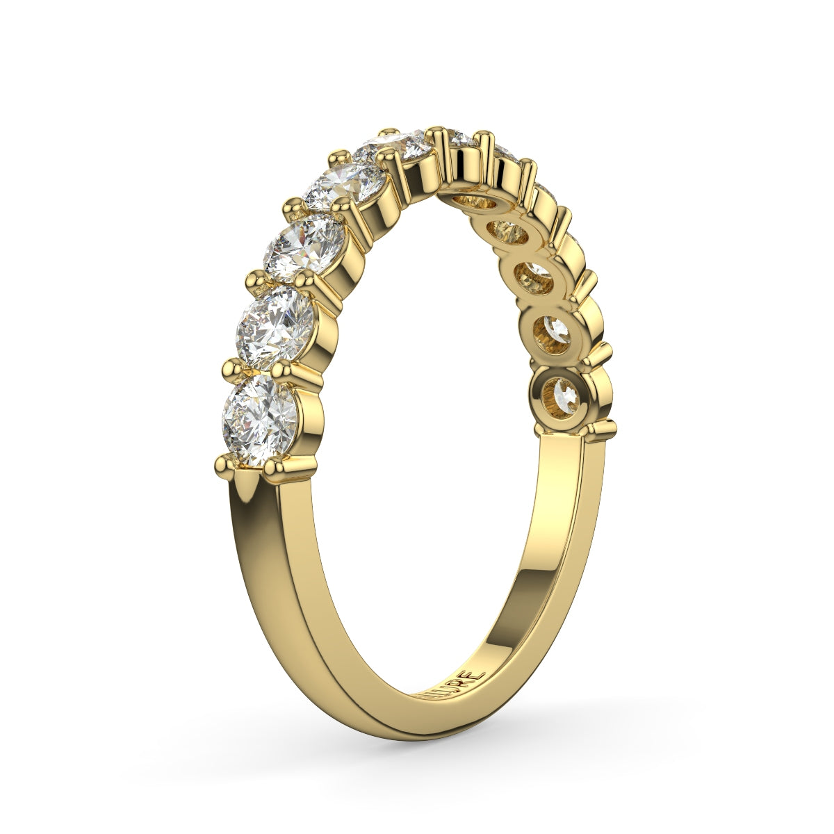 Emma ハーフエタニティリング 0.5ct /1.0 ct/2.0 ct ダイヤモンド/ラボグロウンダイヤモンド イエローゴールド 縦斜めからの画像