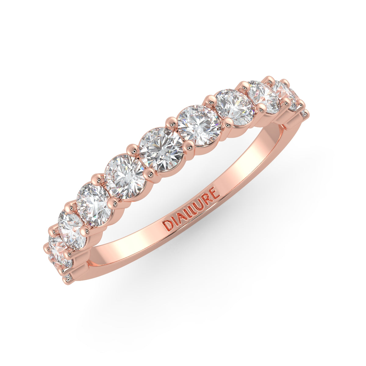 Emma ハーフエタニティリング 0.5ct /1.0 ct/2.0 ct ダイヤモンド/ラボグロウンダイヤモンド ピンクゴールド 横斜めからの画像