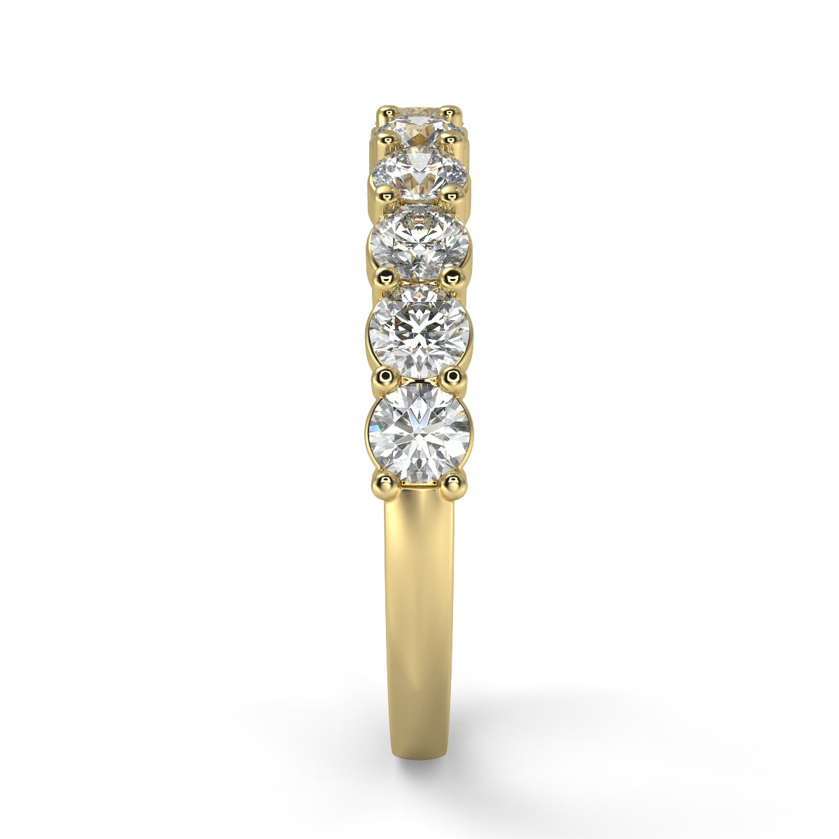 Emma ハーフエタニティリング 0.5ct /1.0 ct/2.0 ct ダイヤモンド/ラボグロウンダイヤモンド イエローゴールド 縦真横からの画像