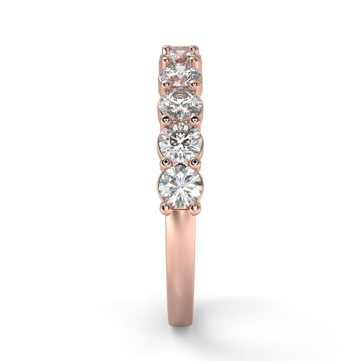 Emma ハーフエタニティリング 0.5ct /1.0 ct/2.0 ct ダイヤモンド/ラボグロウンダイヤモンド ピンクゴールド 縦真横からの画像