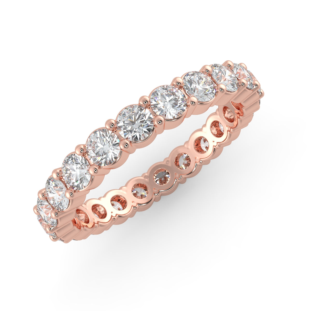 Emma フルエタニティリング 1.0ct /2.0ct /3.0ct ダイヤモンド/ラボグロウンダイヤモンド ピンクゴールド 横斜めからの画像