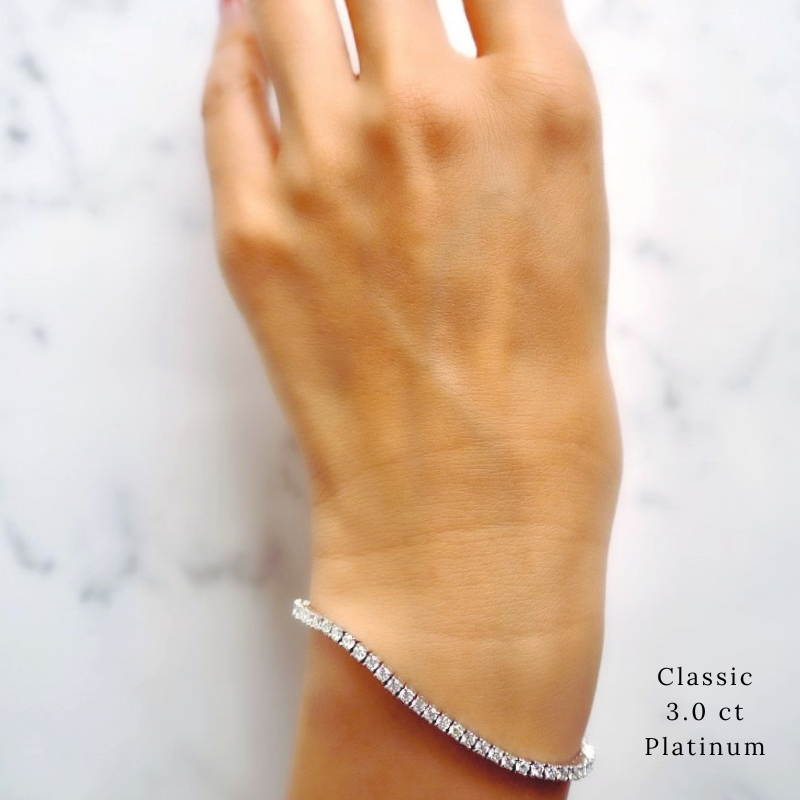 クラシックテニスブレスレット 3ct プラチナ 着画