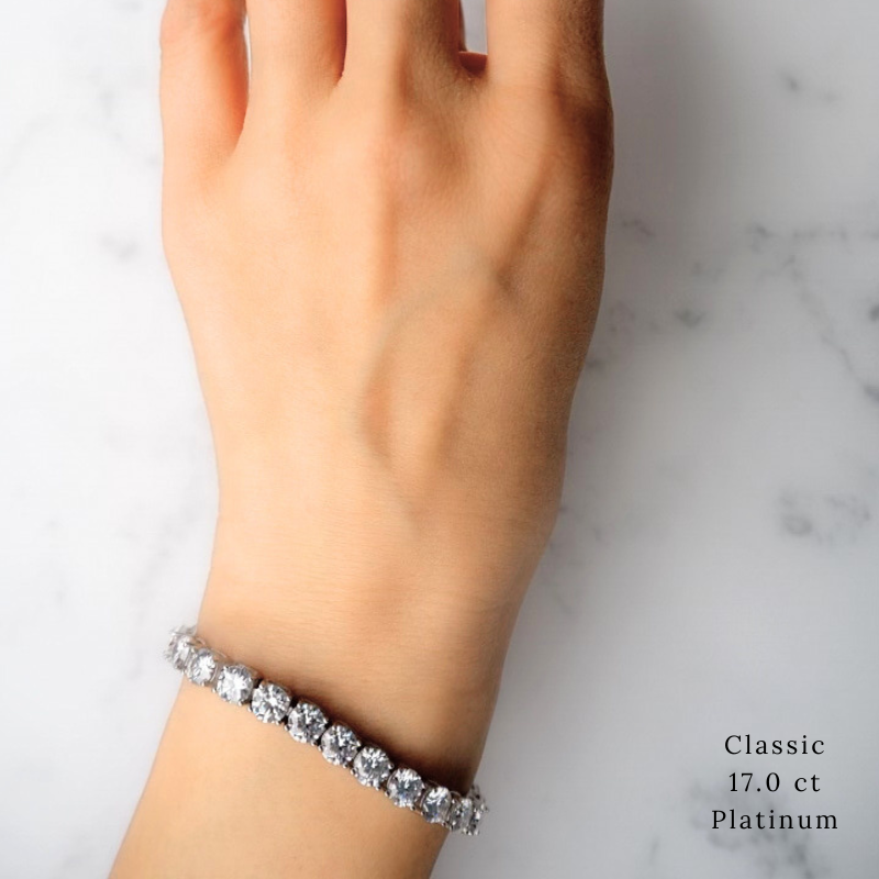 クラシックテニスブレスレット 17ct プラチナ 着画