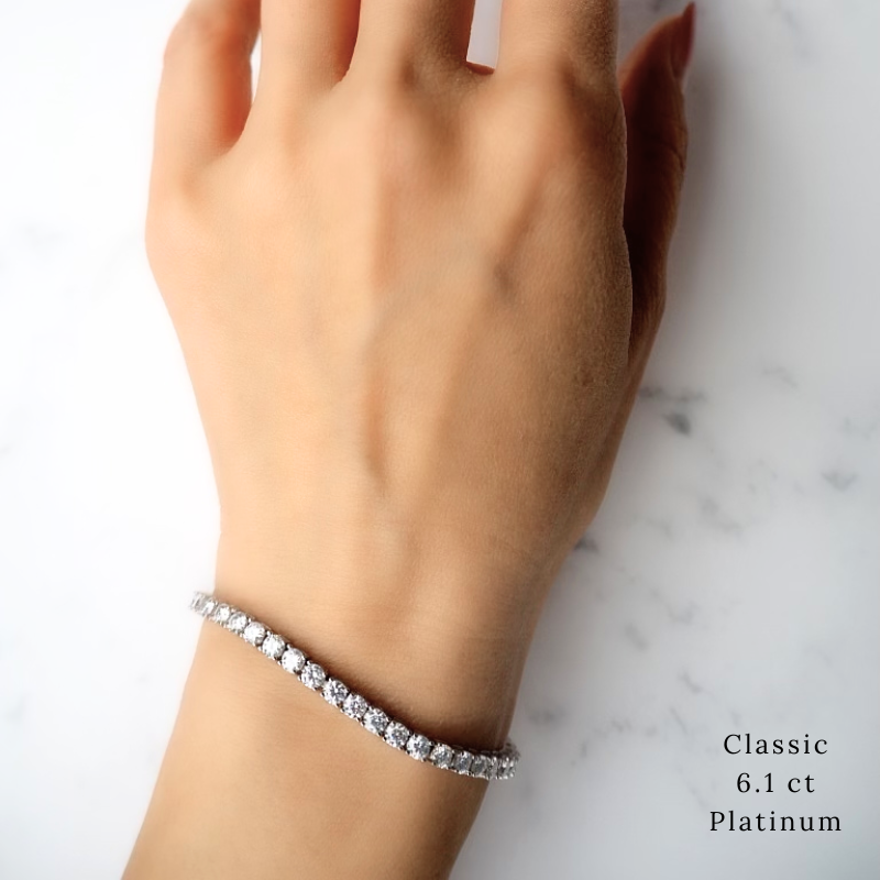 クラシックテニスブレスレット 6.1ct プラチナ 着画