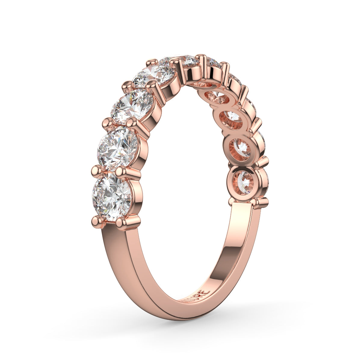 Emma ハーフエタニティリング 0.5ct /1.0 ct/2.0 ct ダイヤモンド/ラボグロウンダイヤモンド ピンクゴールド 縦斜めからの画像