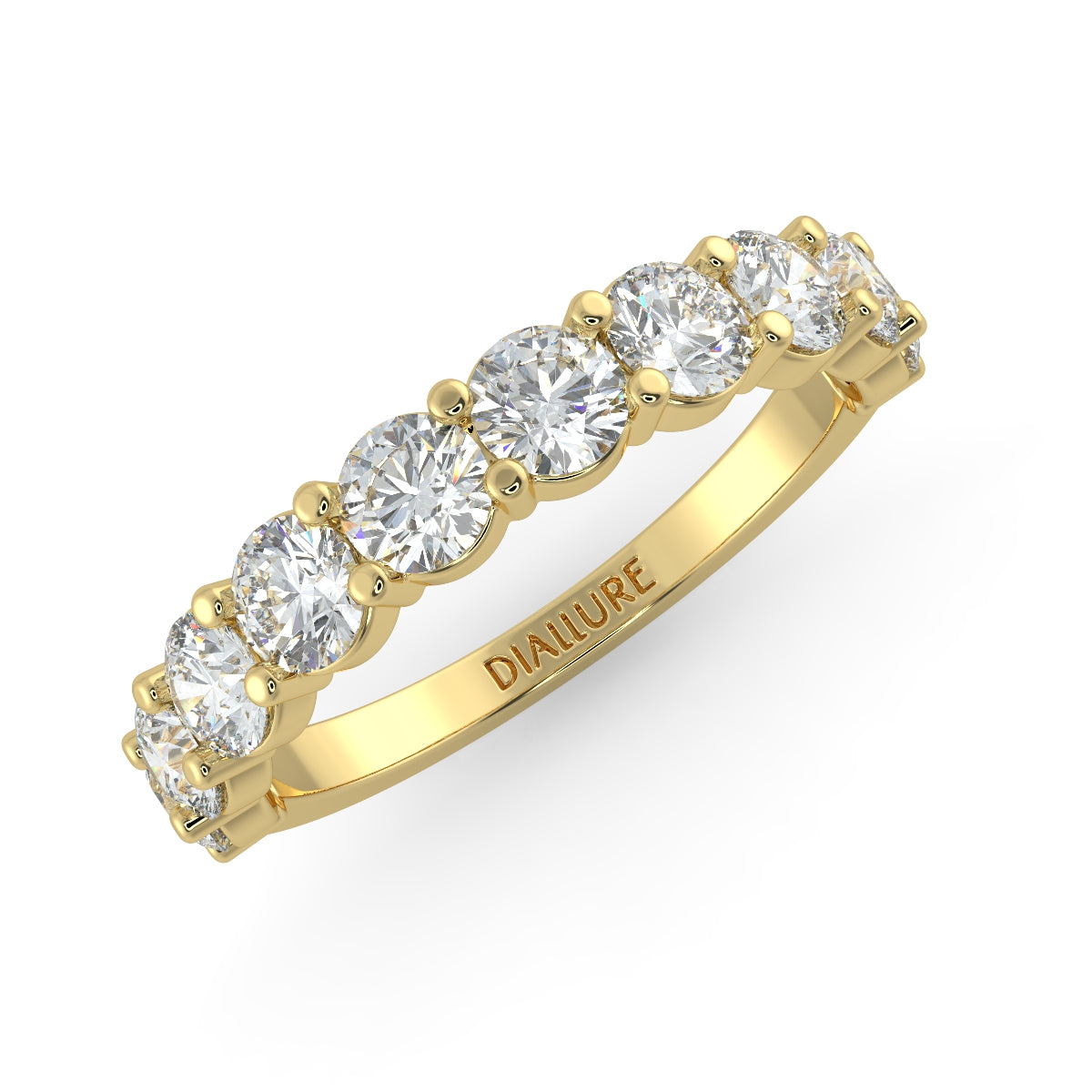 Emma ハーフエタニティリング 0.5ct /1.0 ct/2.0 ct ダイヤモンド/ラボグロウンダイヤモンド イエローゴールド 横斜めからの画像