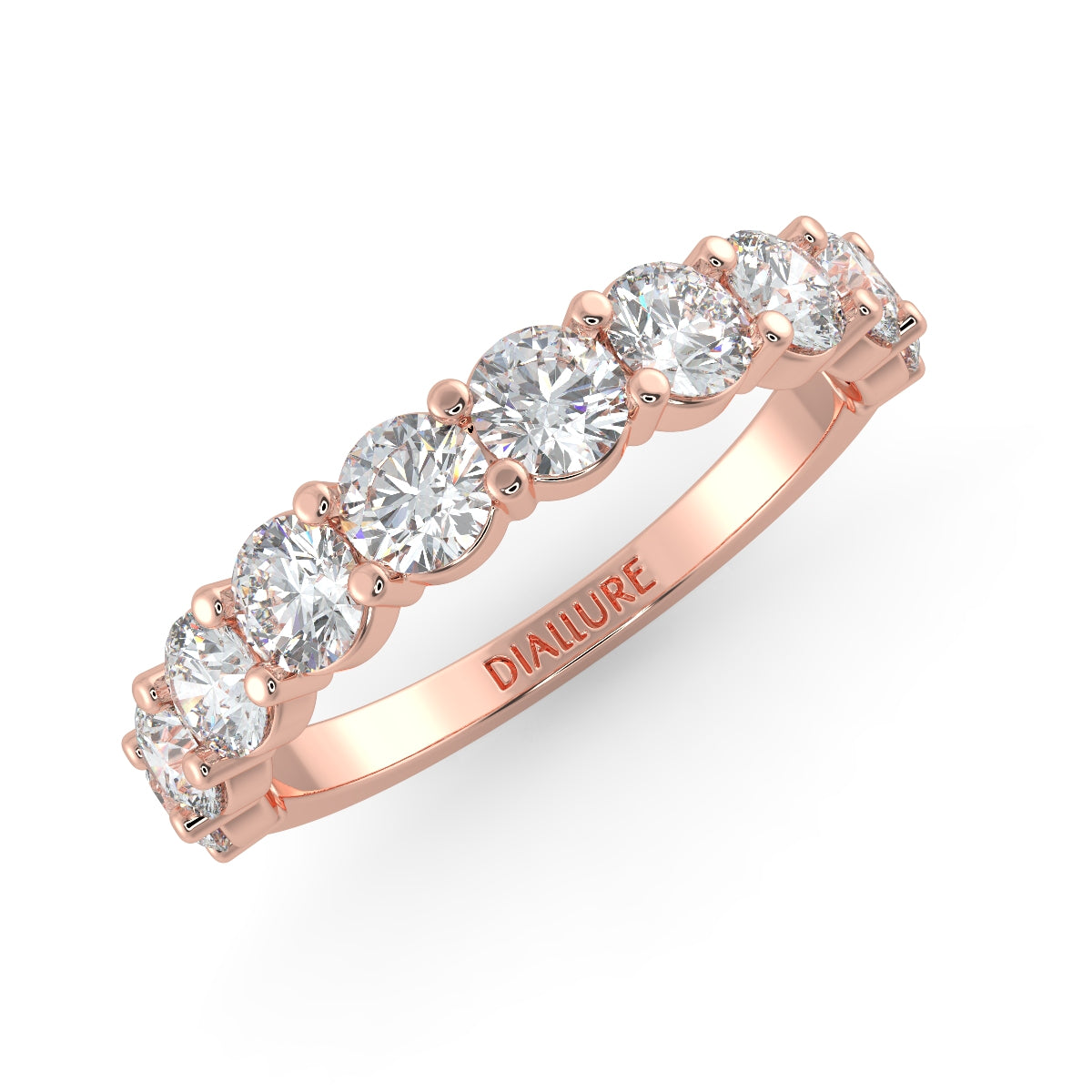 Emma ハーフエタニティリング 0.5ct /1.0 ct/2.0 ct ダイヤモンド/ラボグロウンダイヤモンド ピンクゴールド 横斜めからの画像