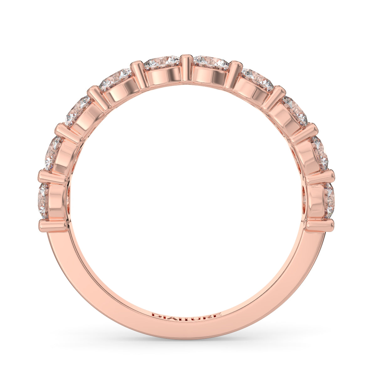 Emma ハーフエタニティリング 0.5ct /1.0 ct/2.0 ct ダイヤモンド/ラボグロウンダイヤモンド ピンクゴールド 縦画像