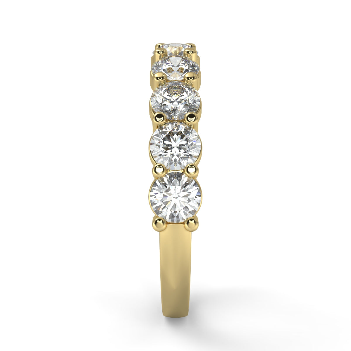 Emma ハーフエタニティリング 0.5ct /1.0 ct/2.0 ct ダイヤモンド/ラボグロウンダイヤモンド イエローゴールド 縦真横からの画像