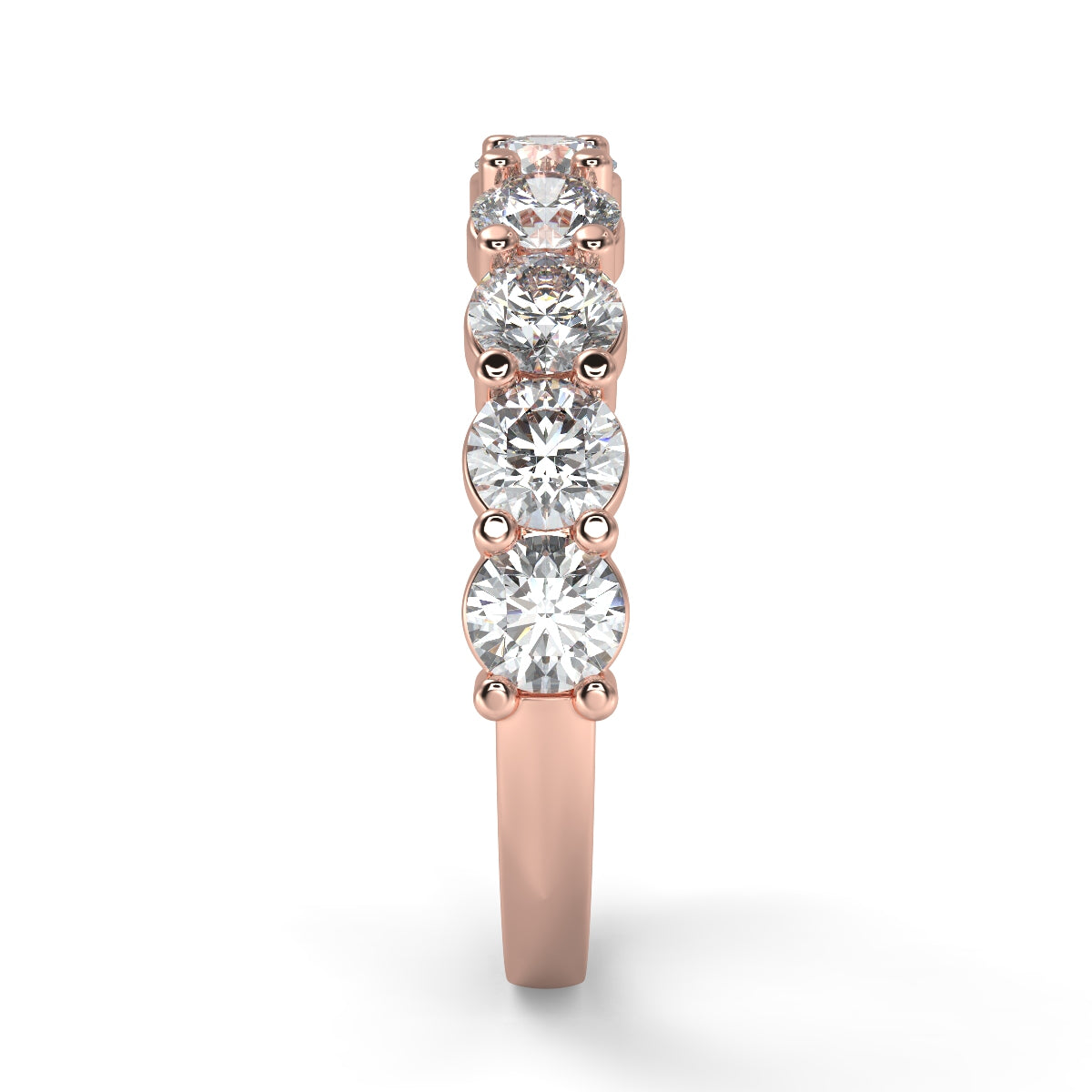 Emma ハーフエタニティリング 0.5ct /1.0 ct/2.0 ct ダイヤモンド/ラボグロウンダイヤモンド ピンクゴールド 縦真横からの画像