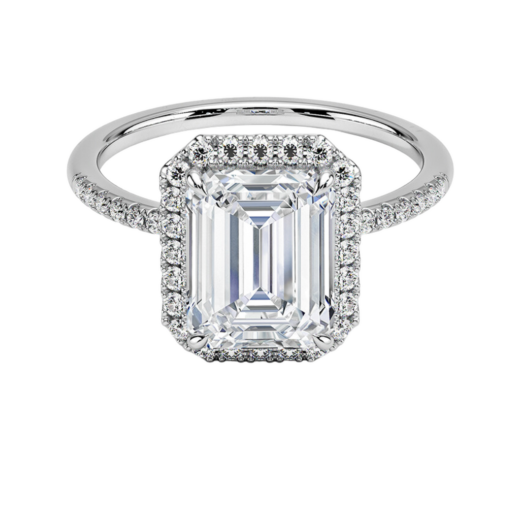 Amelia エメラルドカットヘイローリング | ラボグロウンダイヤモンド