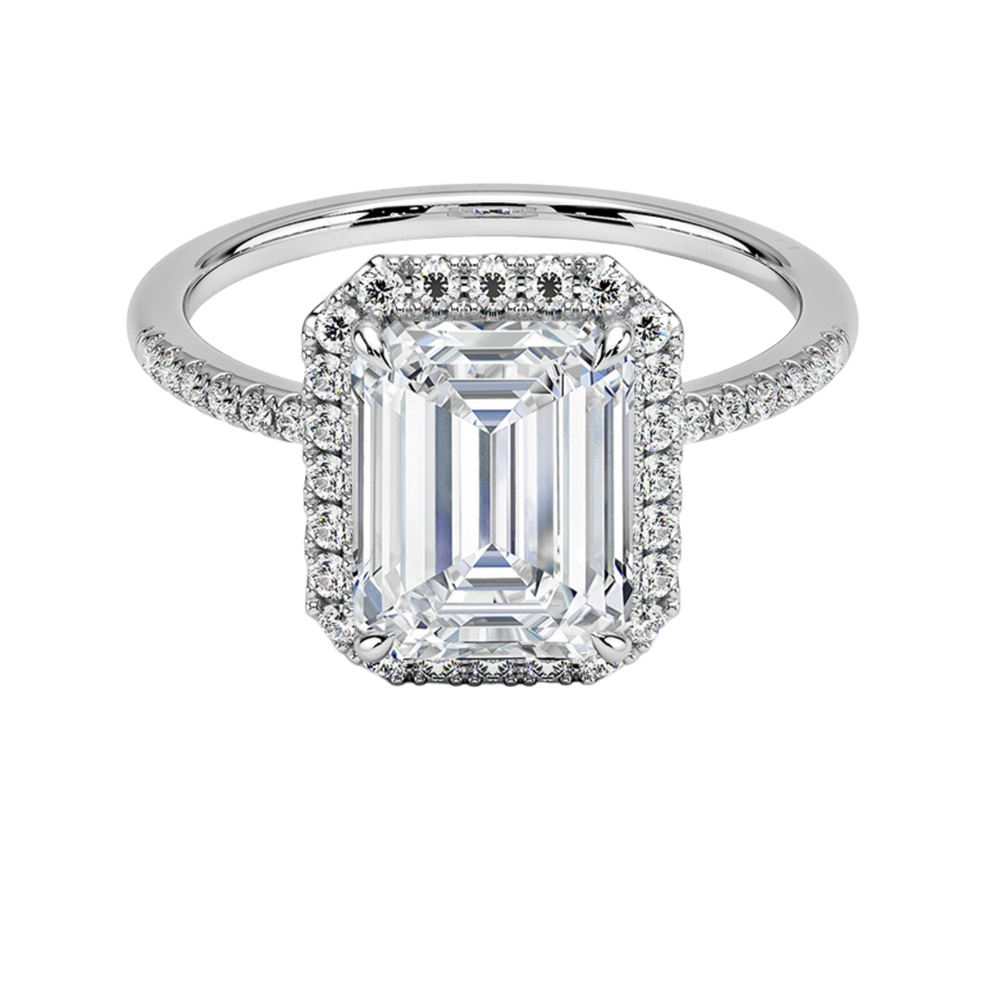 Amelia エメラルドカットヘイローリング | ラボグロウンダイヤモンド