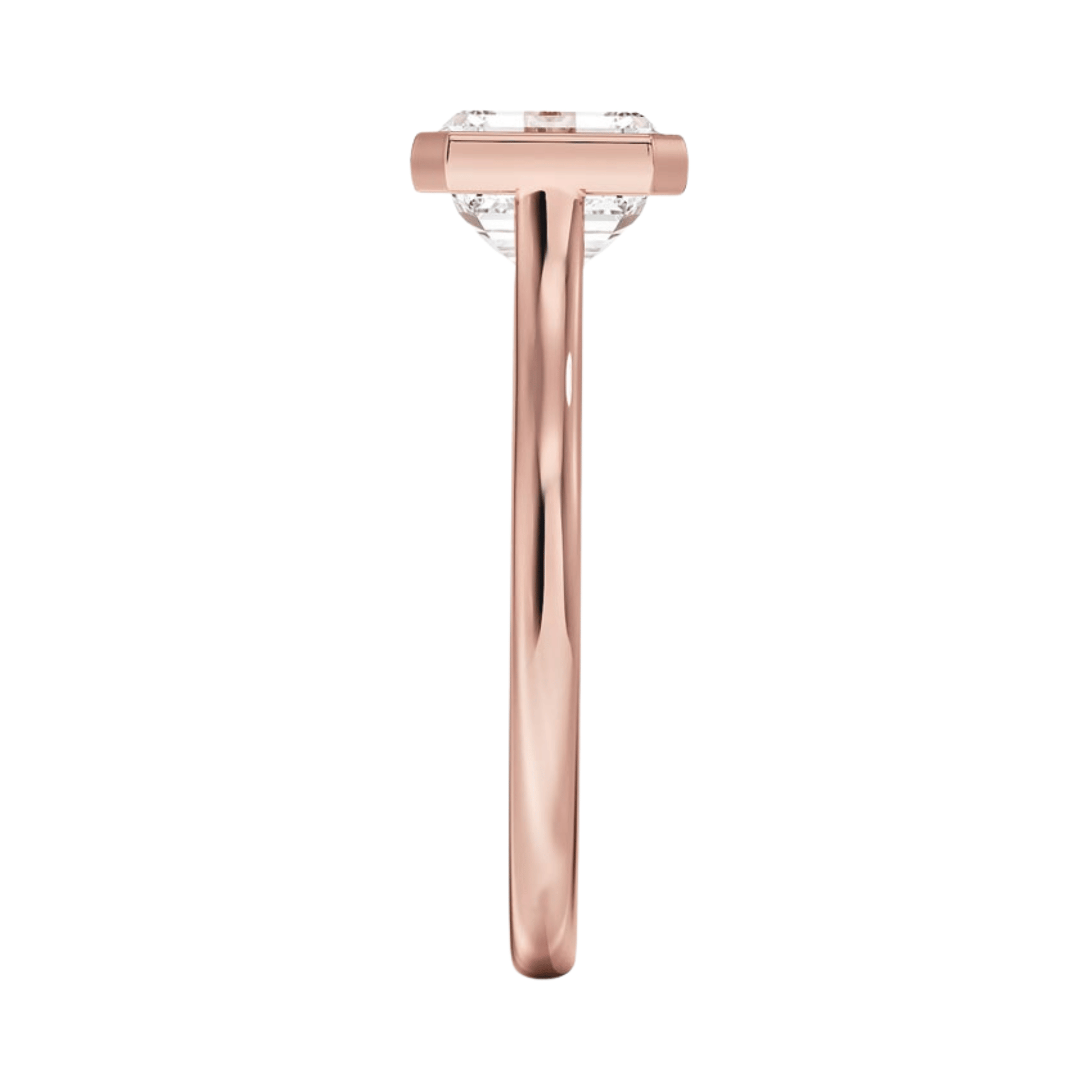 Carrie ペアカットEASTWESTセッティングベゼルリング | ラボグロウンダイヤモンド/ダイヤモンド 婚約指輪 ピンクゴールド 縦真横からの画像