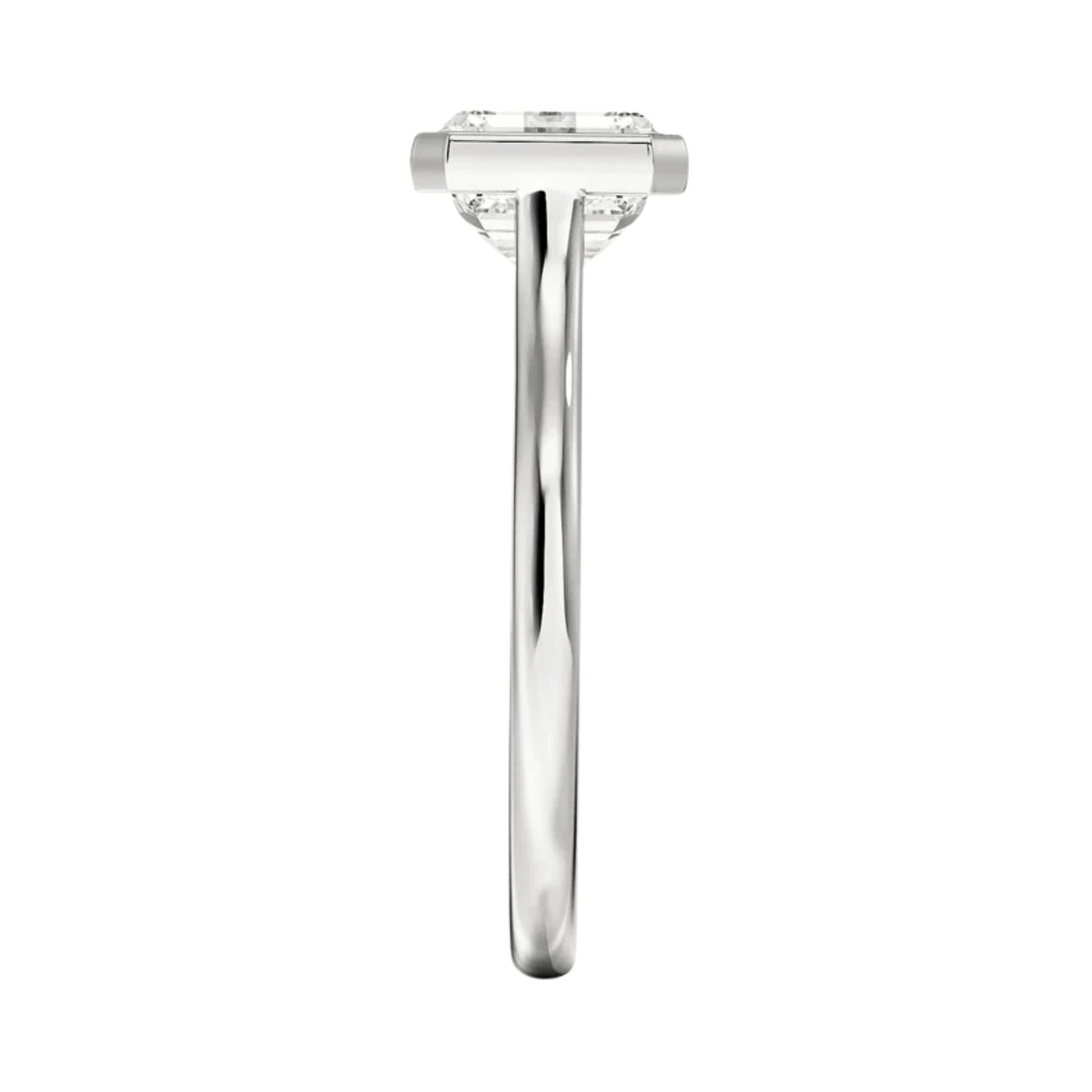 Carrie ペアカットEASTWESTセッティングベゼルリング | ラボグロウンダイヤモンド/ダイヤモンド 婚約指輪  縦真横からの画像