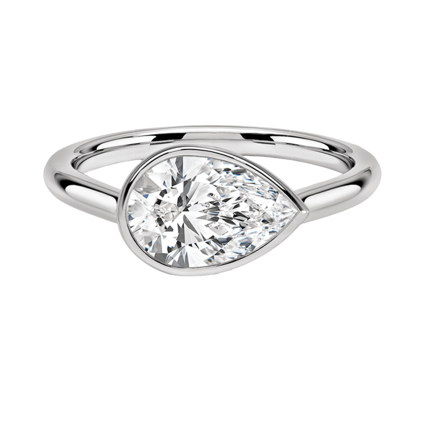 Carrie ペアカットEASTWESTセッティングベゼルリング | ラボグロウンダイヤモンド/ダイヤモンド 婚約指輪