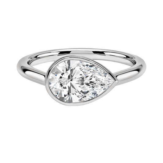 Carrie ペアカットEASTWESTセッティングベゼルリング | ラボグロウンダイヤモンド/ダイヤモンド 婚約指輪