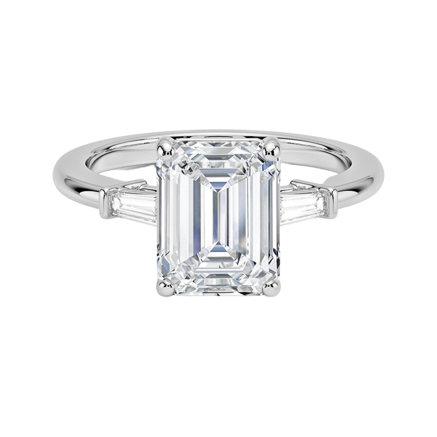 Kate Emerald Tapered Baguette Sidestone Ring