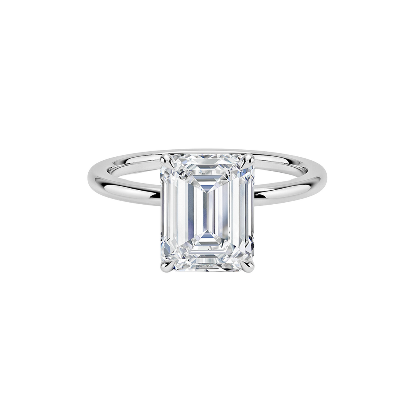 Kelly solitaire ring emerald cut diamond