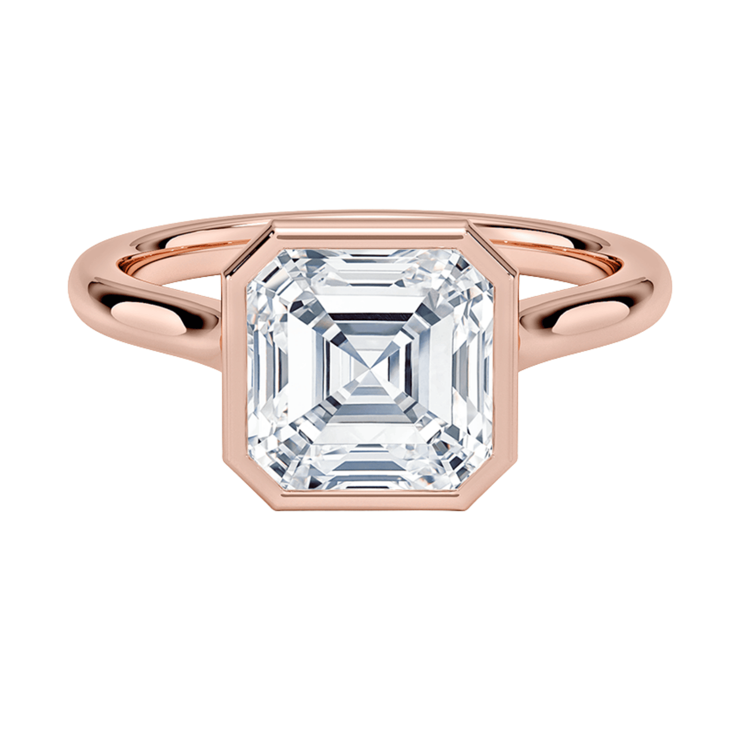 Mira アッシャーカット ベゼルリング | ラボグロウンダイヤモンド/ダイヤモンド 婚約指輪 ピンクゴールド