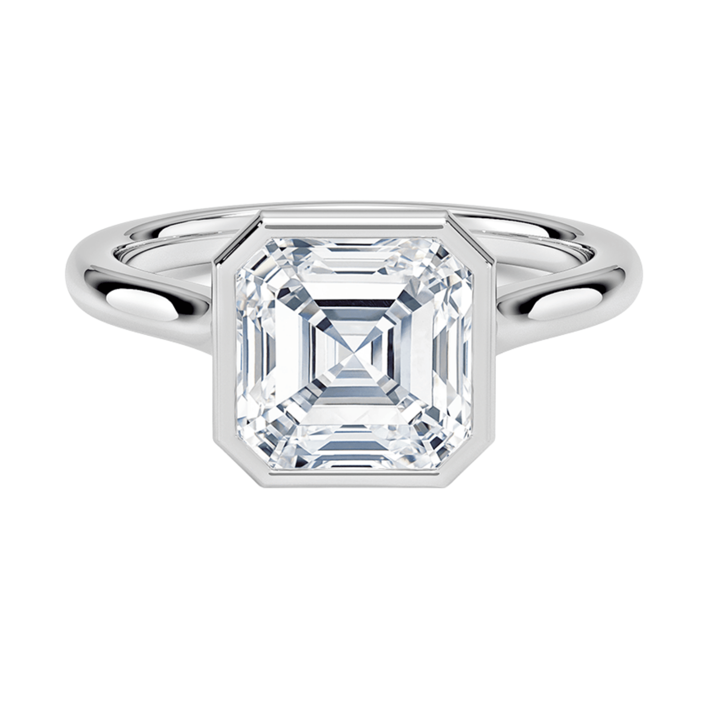 Mira アッシャーカット ベゼルリング | ラボグロウンダイヤモンド/ダイヤモンド 婚約指輪