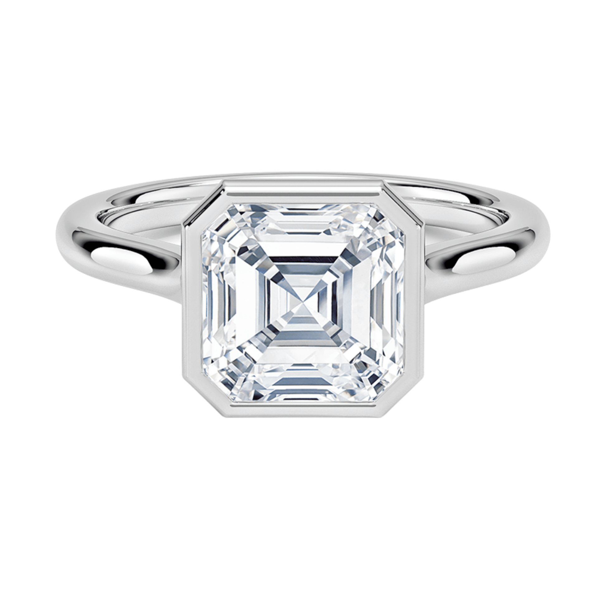 Mira アッシャーカット ベゼルリング | ラボグロウンダイヤモンド/ダイヤモンド 婚約指輪