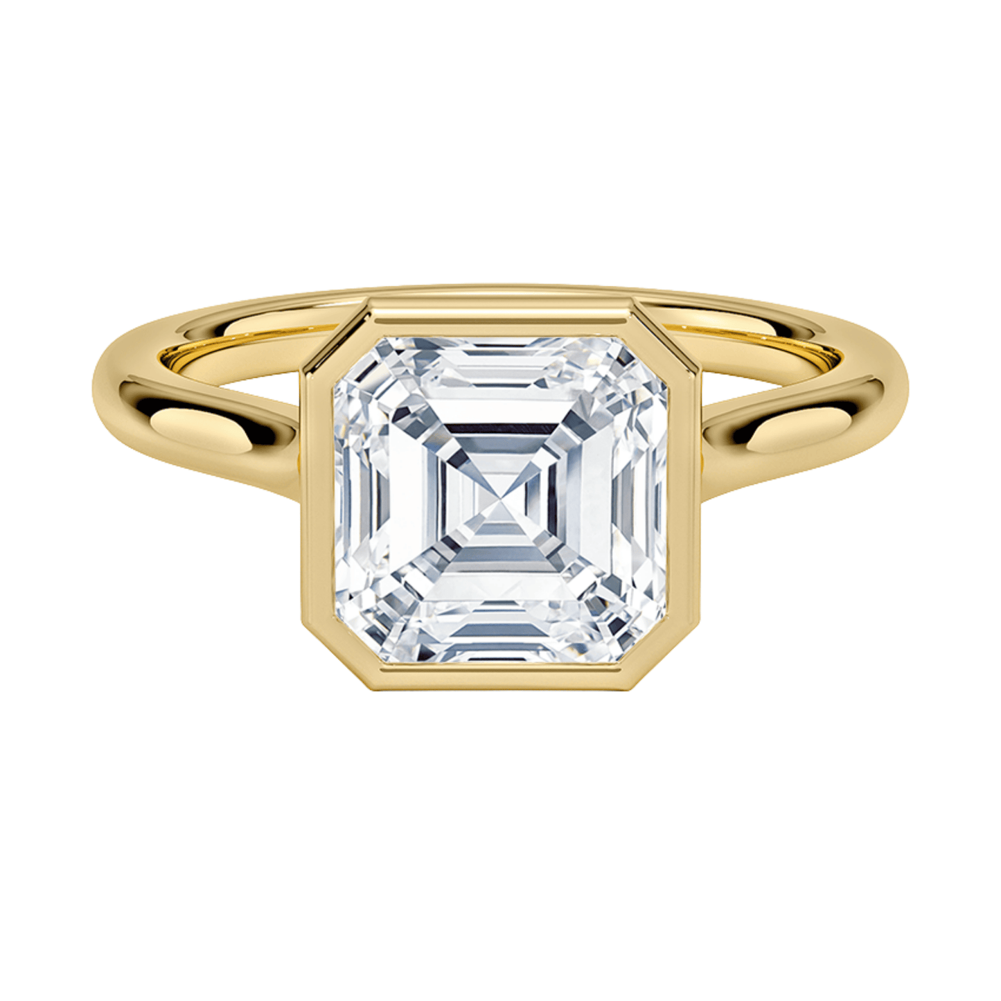 Mira アッシャーカット ベゼルリング | ラボグロウンダイヤモンド/ダイヤモンド 婚約指輪 イエローゴールド