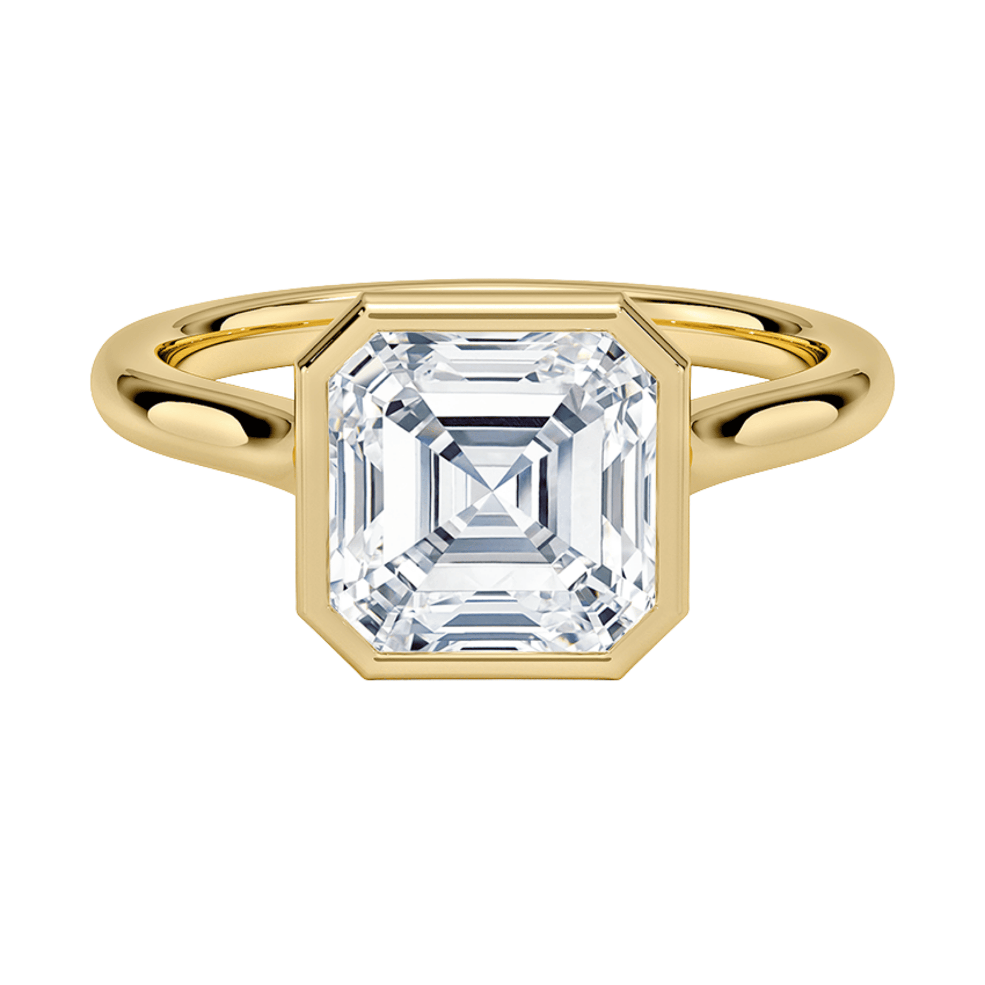 Mira アッシャーカット ベゼルリング | ラボグロウンダイヤモンド/ダイヤモンド 婚約指輪 イエローゴールド