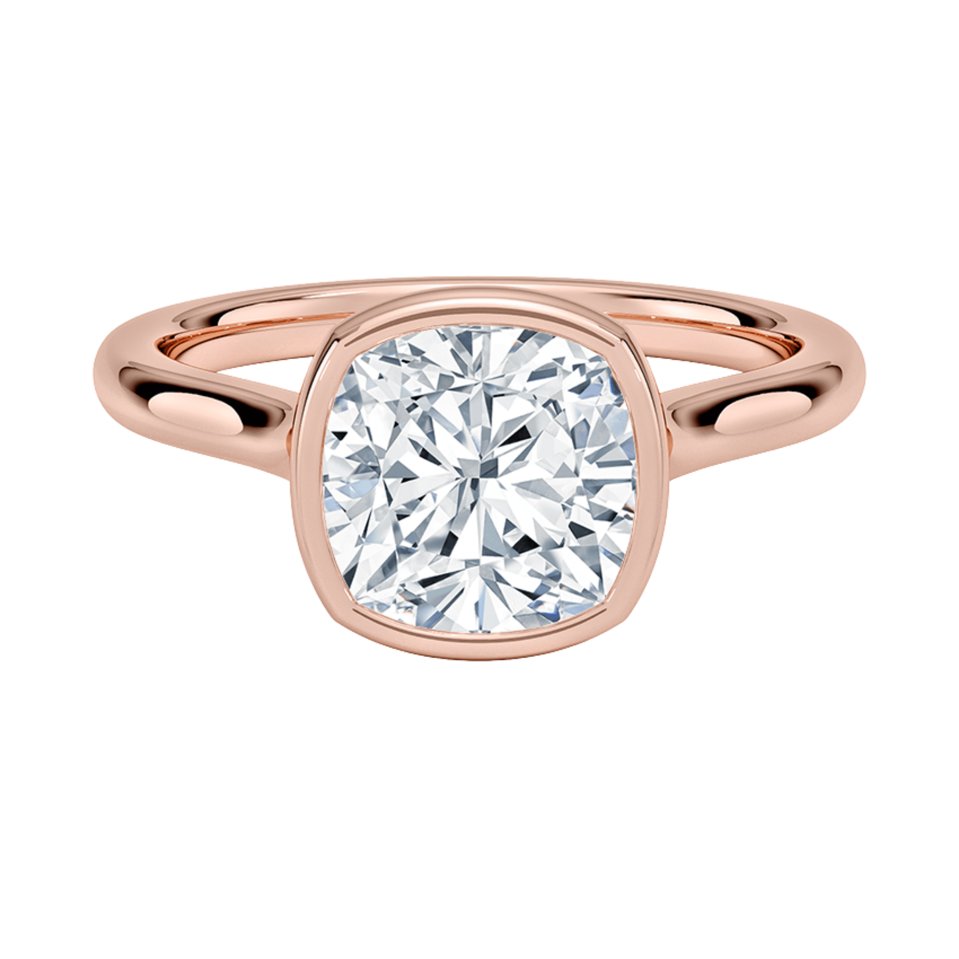 Mira クッションカット ベゼルリング | ラボグロウンダイヤモンド/ダイヤモンド 婚約指輪 ピンクゴールド