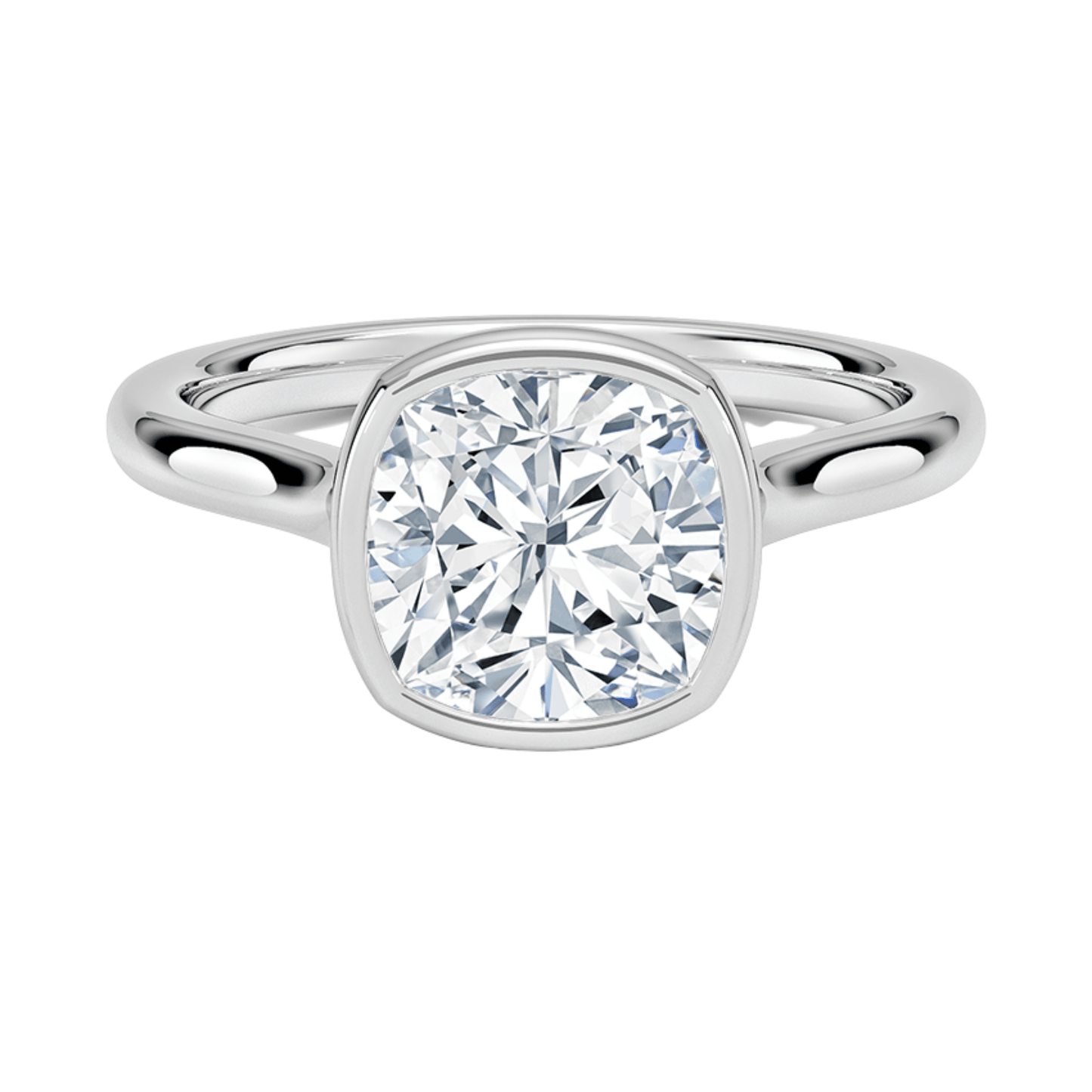 Mira クッションカット ベゼルリング | ラボグロウンダイヤモンド/ダイヤモンド 婚約指輪