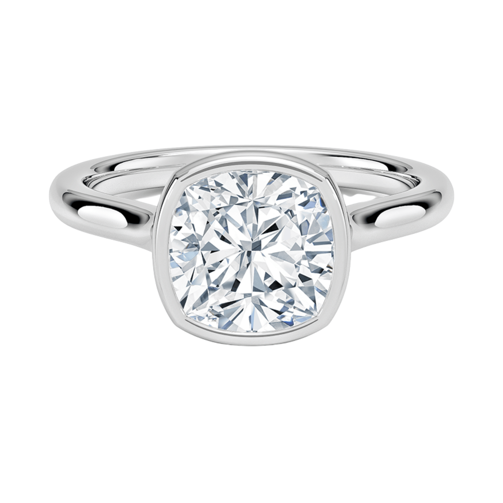 Mira クッションカット ベゼルリング | ラボグロウンダイヤモンド/ダイヤモンド 婚約指輪