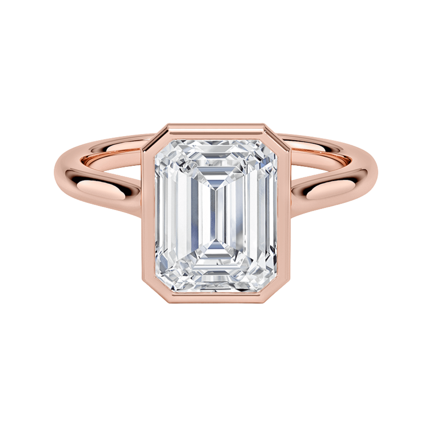 Mira エメラルドカット ベゼルリング | ラボグロウンダイヤモンド/ダイヤモンド 婚約指輪 ピンクゴールド