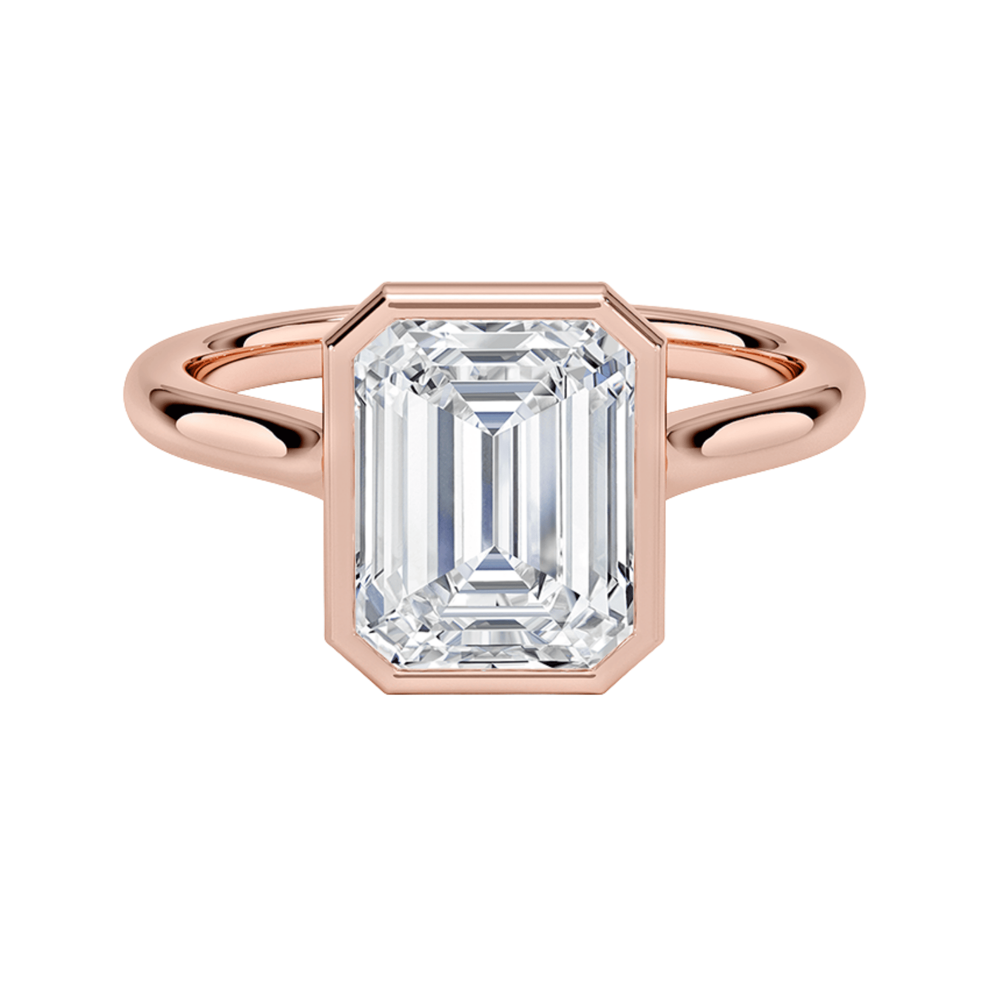 Mira エメラルドカット ベゼルリング | ラボグロウンダイヤモンド/ダイヤモンド 婚約指輪 ピンクゴールド