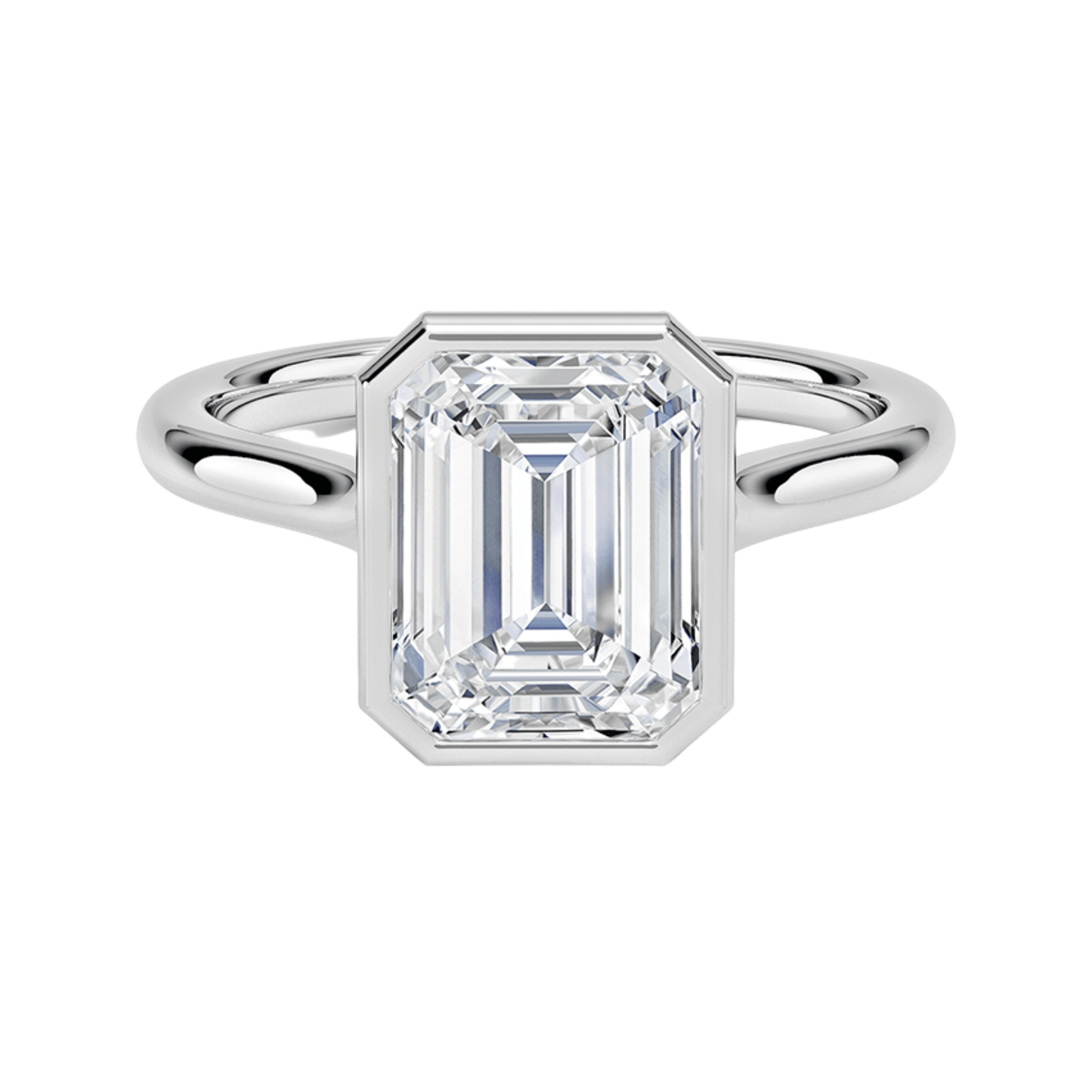 Mira エメラルドカット ベゼルリング | ラボグロウンダイヤモンド/ダイヤモンド 婚約指輪