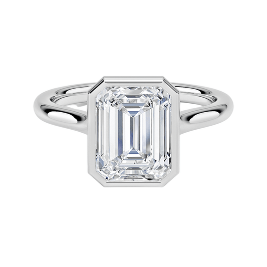 Mira エメラルドカット ベゼルリング | ラボグロウンダイヤモンド/ダイヤモンド 婚約指輪