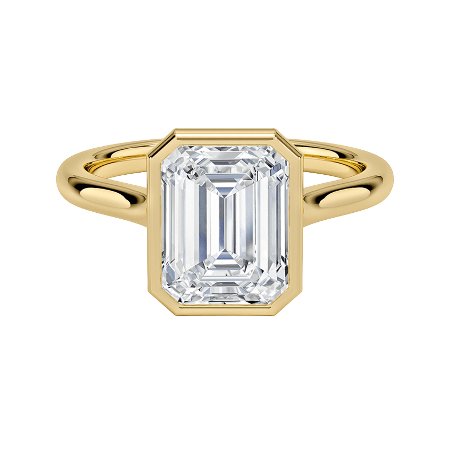 Mira エメラルドカット ベゼルリング | ラボグロウンダイヤモンド/ダイヤモンド 婚約指輪 イエローゴールド