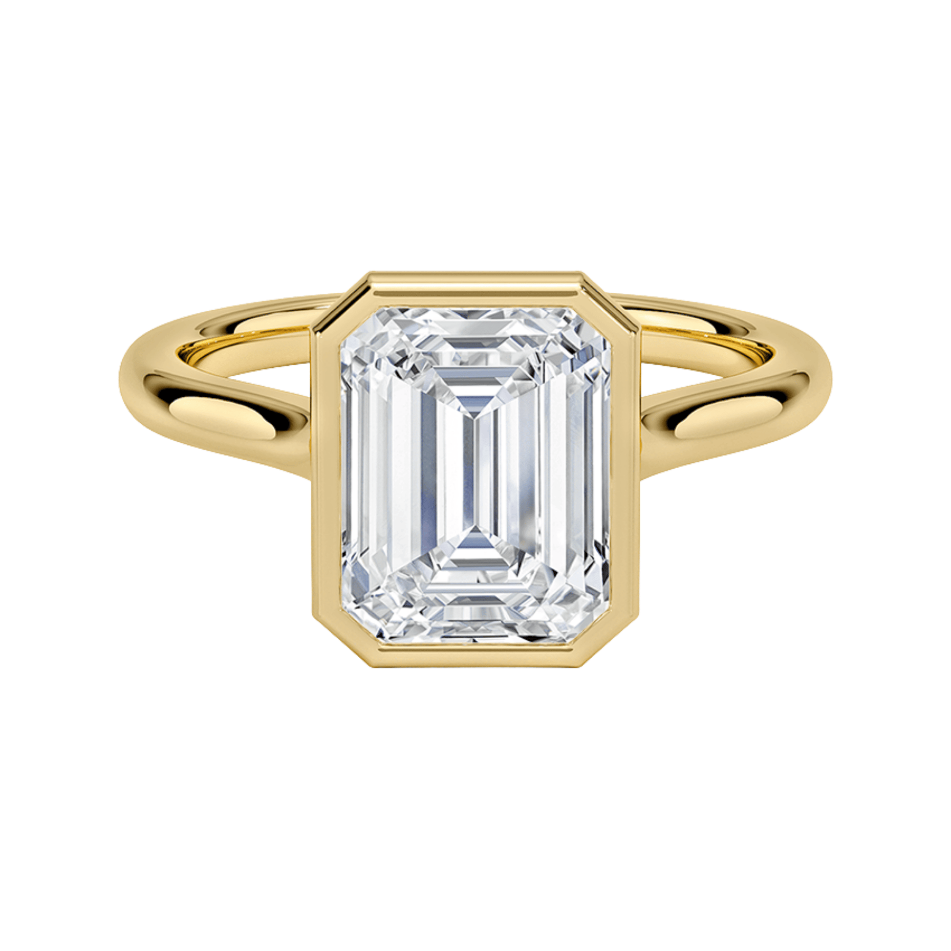 Mira エメラルドカット ベゼルリング | ラボグロウンダイヤモンド/ダイヤモンド 婚約指輪 イエローゴールド