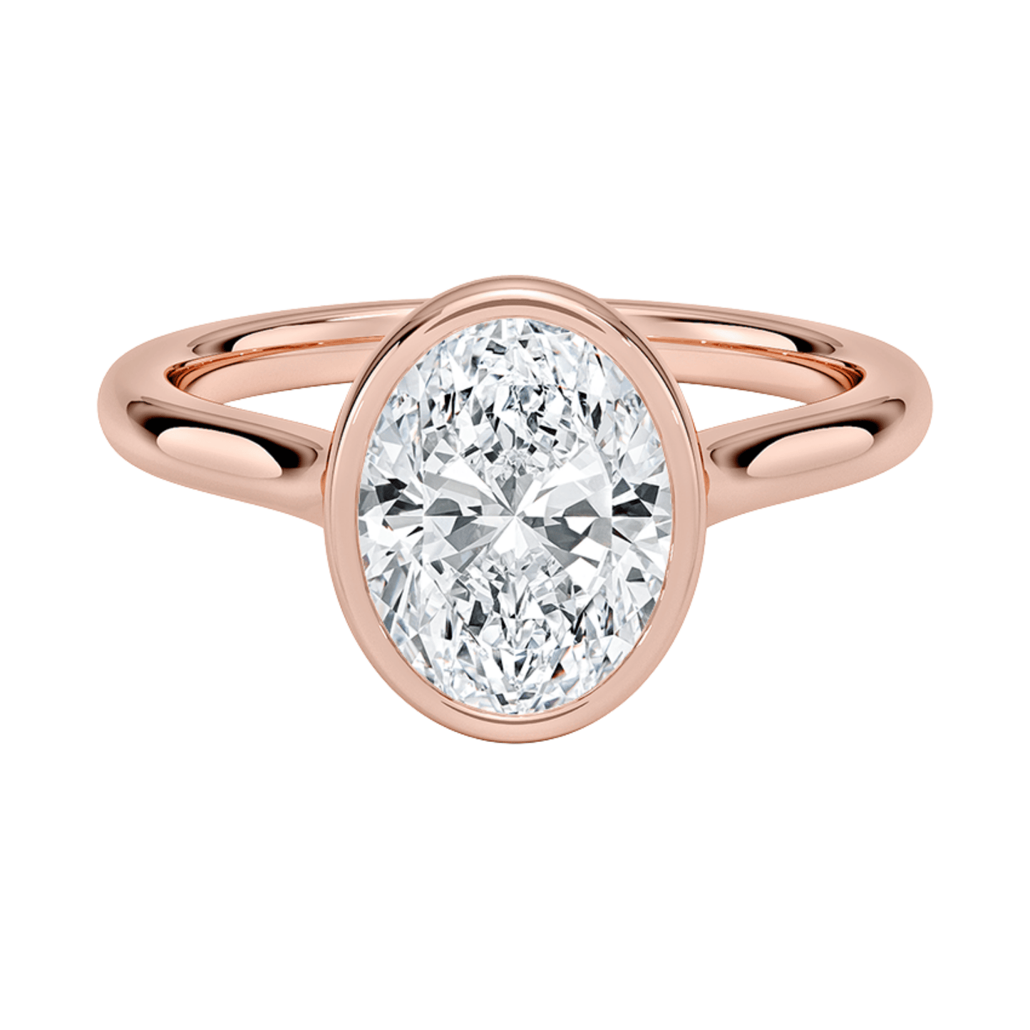 Mira オーバルカット ベゼルリング | ラボグロウンダイヤモンド/ダイヤモンド 婚約指輪 ピンクゴールド