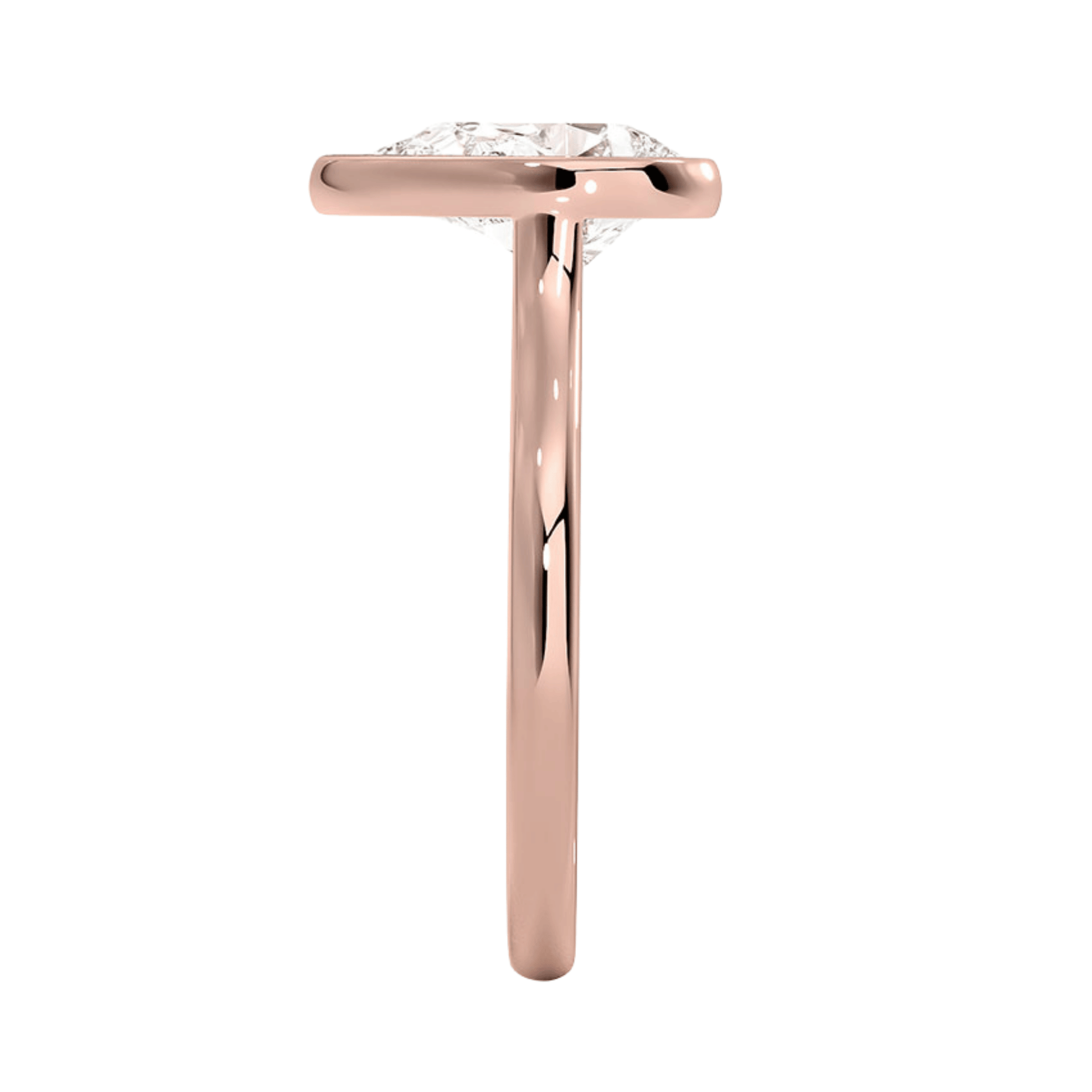 Mira ペアカット ベゼルリング | ラボグロウンダイヤモンド/ダイヤモンド 婚約指輪 ピンクゴールド 縦真横からの画像