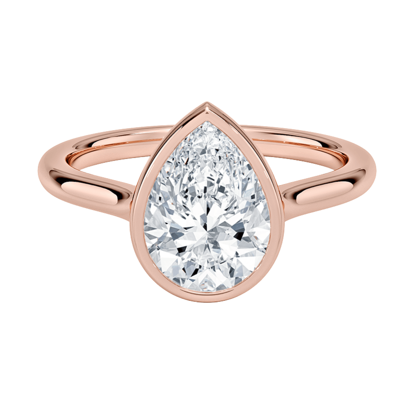 Mira ペアカット ベゼルリングラボグロウンダイヤモンド/ダイヤモンド 婚約指輪 ピンクゴールド