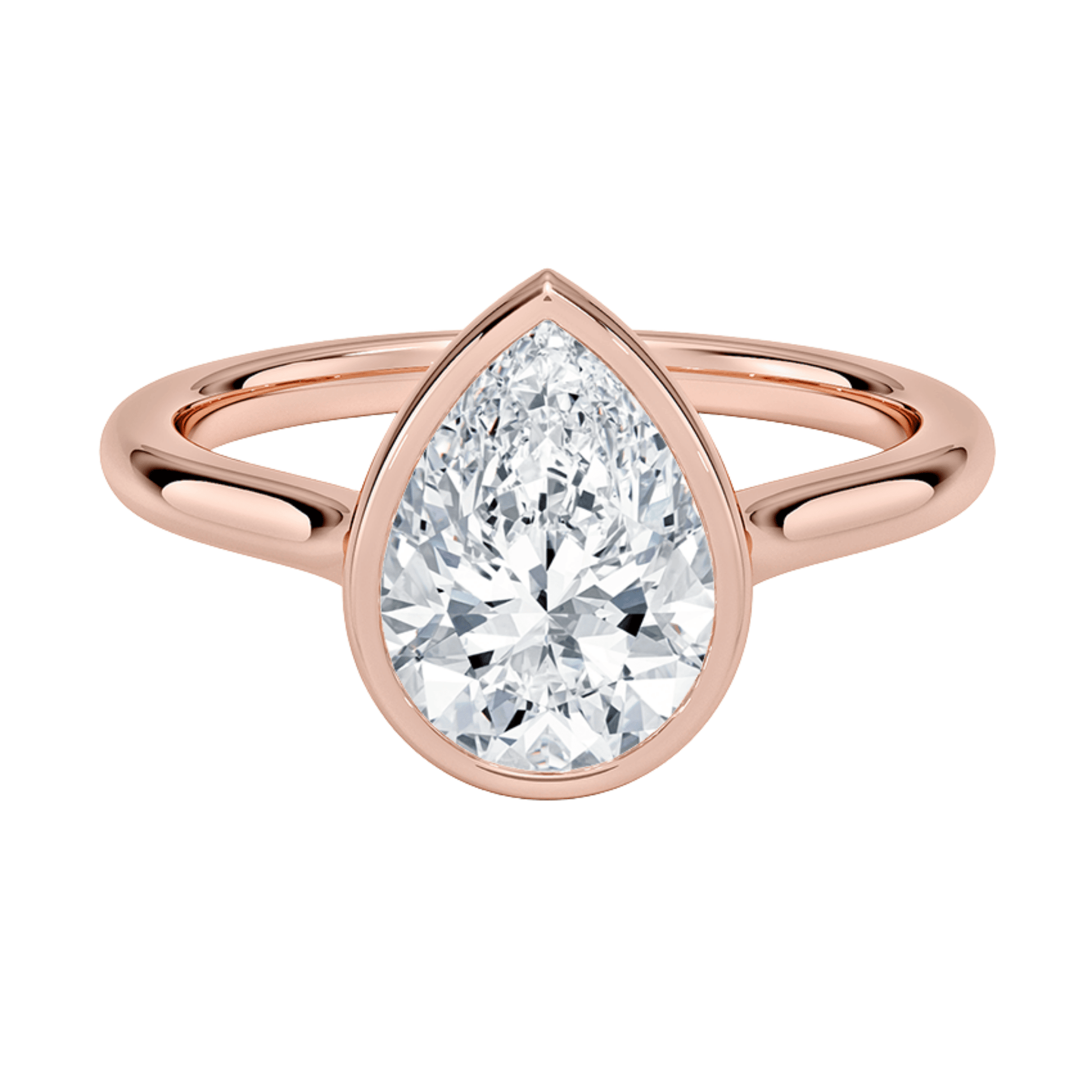 Mira ペアカット ベゼルリングラボグロウンダイヤモンド/ダイヤモンド 婚約指輪 ピンクゴールド