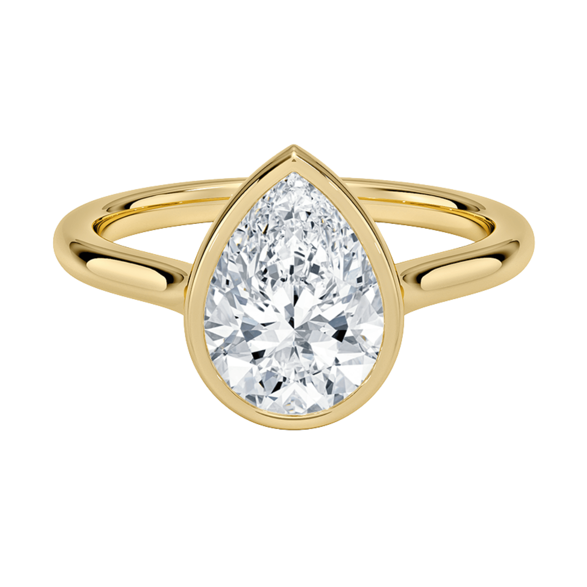 Mira ペアカット ベゼルリング | ラボグロウンダイヤモンド/ダイヤモンド 婚約指輪 イエローゴールド