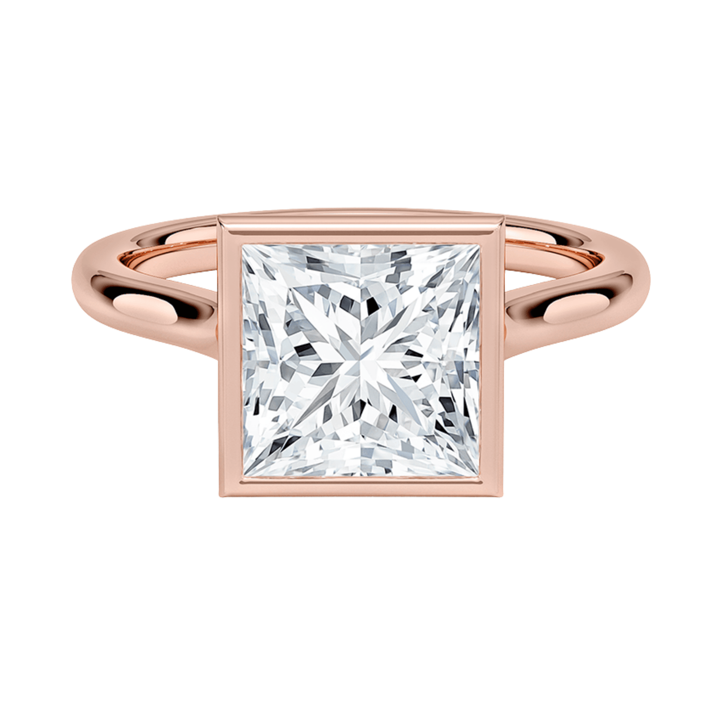 Mira プリンセスカット ベゼルリング | ラボグロウンダイヤモンド/ダイヤモンド 婚約指輪 ピンクゴールド