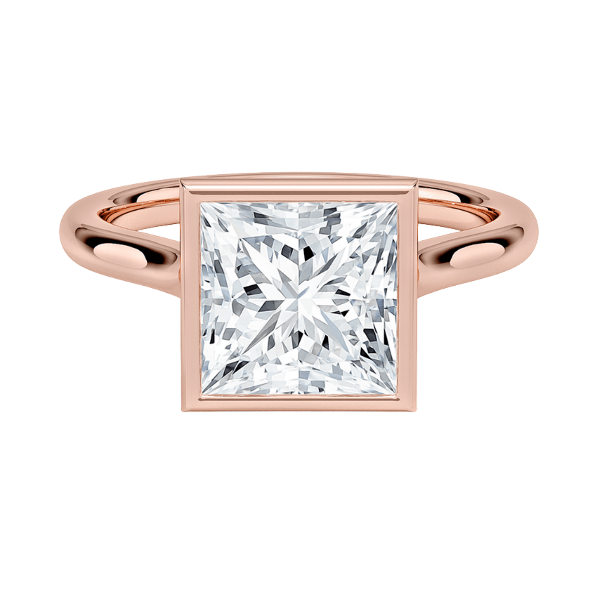 Mira プリンセスカット ベゼルリング | ラボグロウンダイヤモンド/ダイヤモンド 婚約指輪 ピンクゴールド