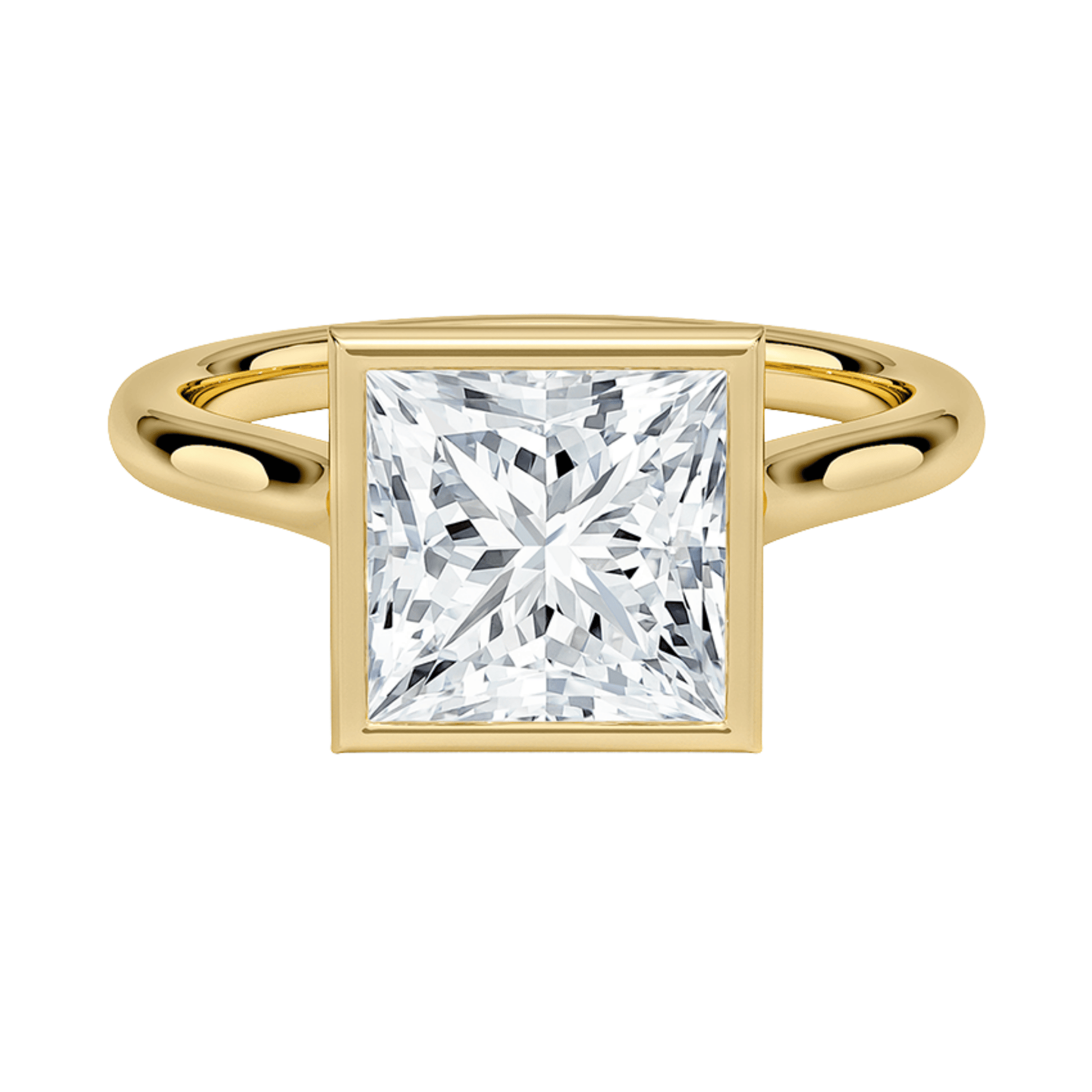 Mira プリンセスカット ベゼルリング | ラボグロウンダイヤモンド/ダイヤモンド 婚約指輪 イエローゴールド