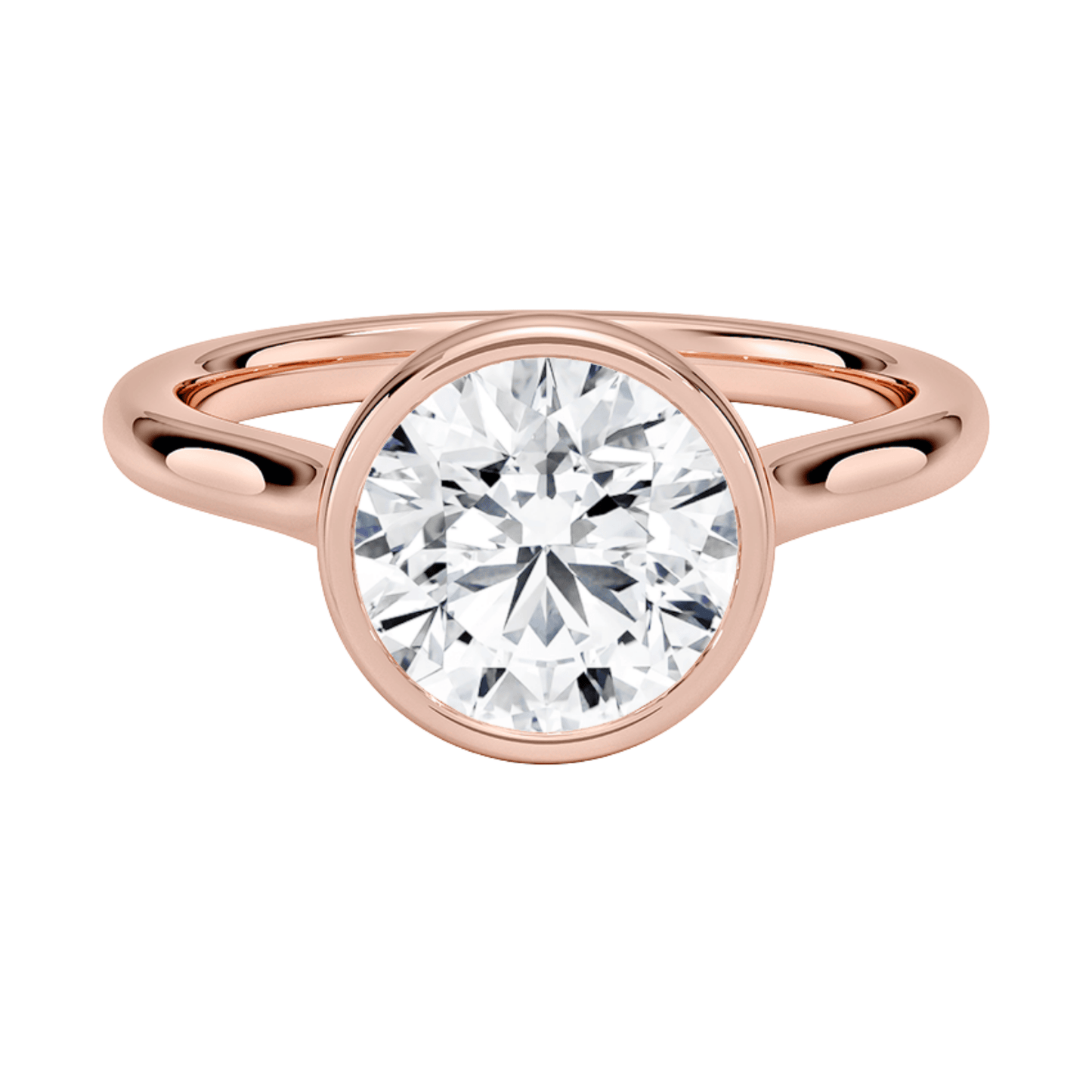 Miraラウンドカット ベゼルリング | ラボグロウンダイヤモンド/ダイヤモンド 婚約指輪 ピンクゴールド