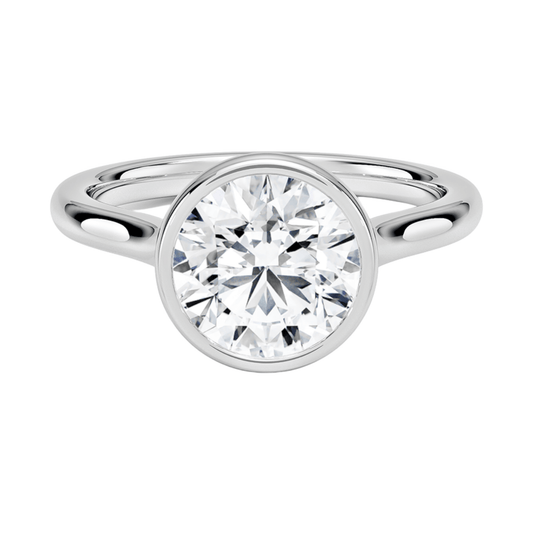 Mira ラウンドカット ベゼルリング| ラボグロウンダイヤモンド/ダイヤモンド 婚約指輪