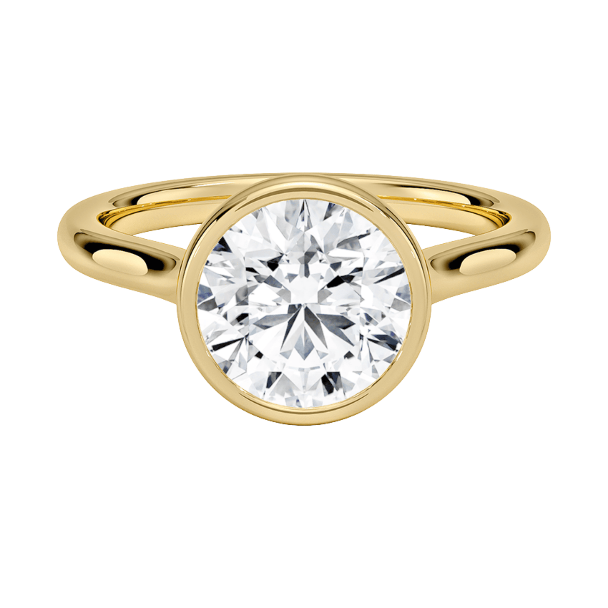 Miraラウンドカット ベゼルリング | ラボグロウンダイヤモンド/ダイヤモンド 婚約指輪 イエローゴールド